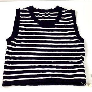 Commense Striped Cropped Tank Top Black White Striped L NWT